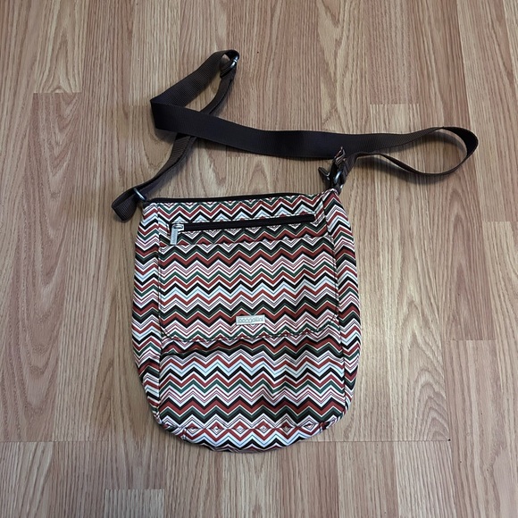 Baggallini Chevron Crossbody Bag in Red, Brown, and White - Picture 1 of 7